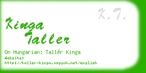 kinga taller business card